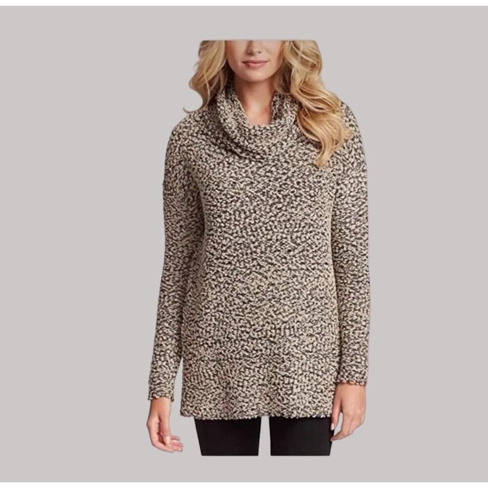 Jessica Simpson Nava Cowl Neck Sweater Womens Small Cobblestone Black Cozy